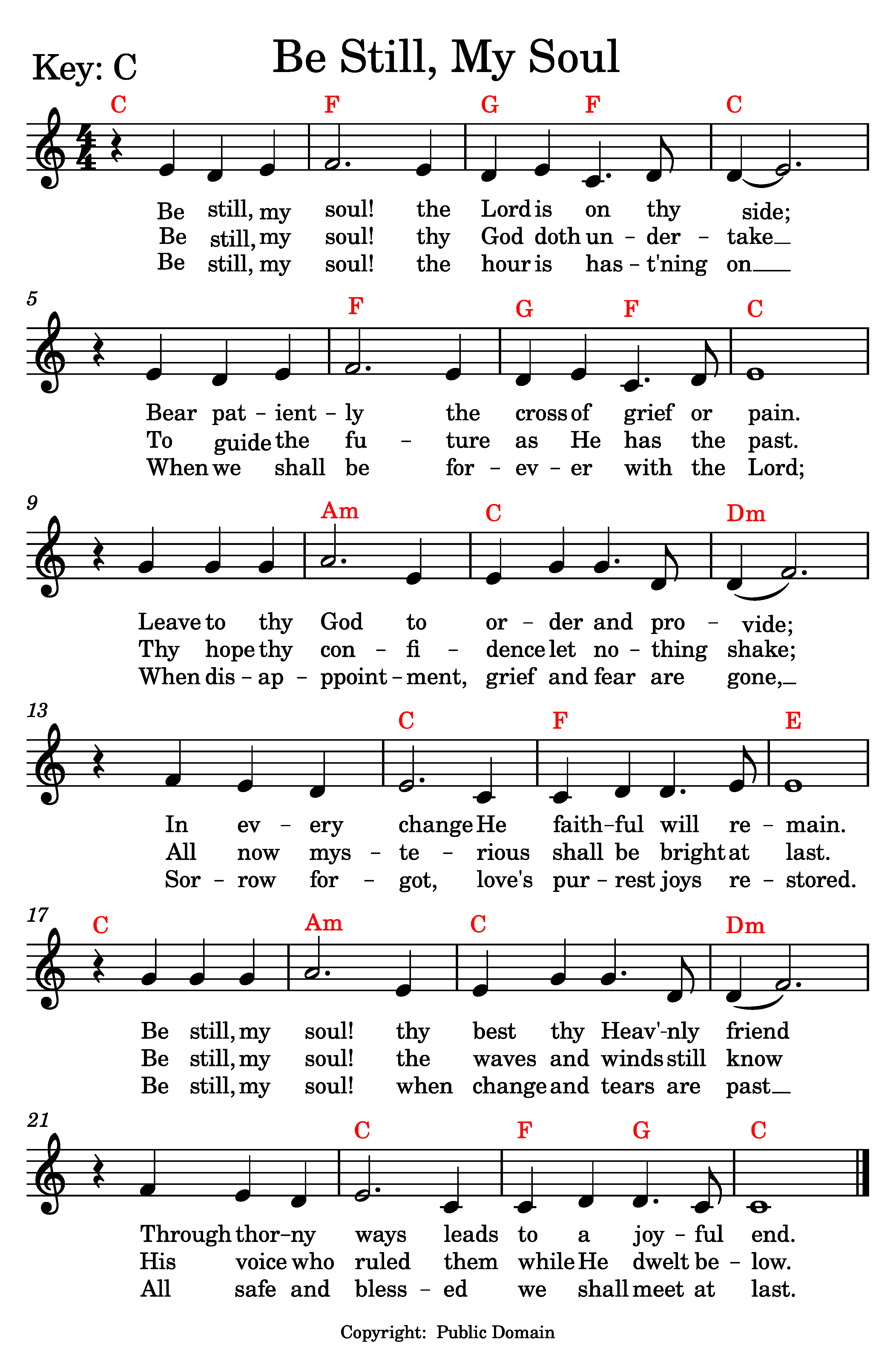 Be Still My Soul music and lyrics.