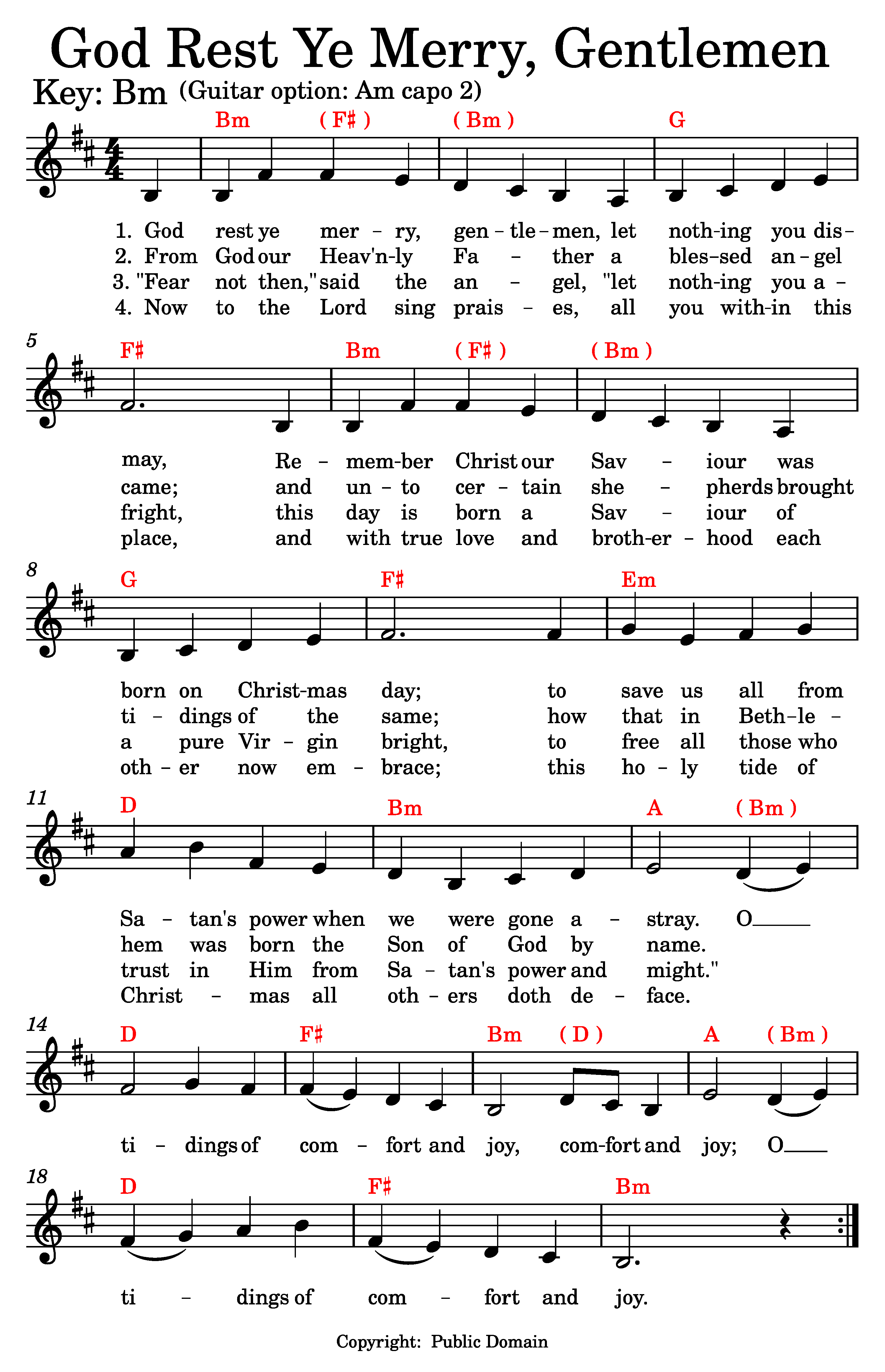 God Rest Ye Merry Gentlemen music and lyrics.