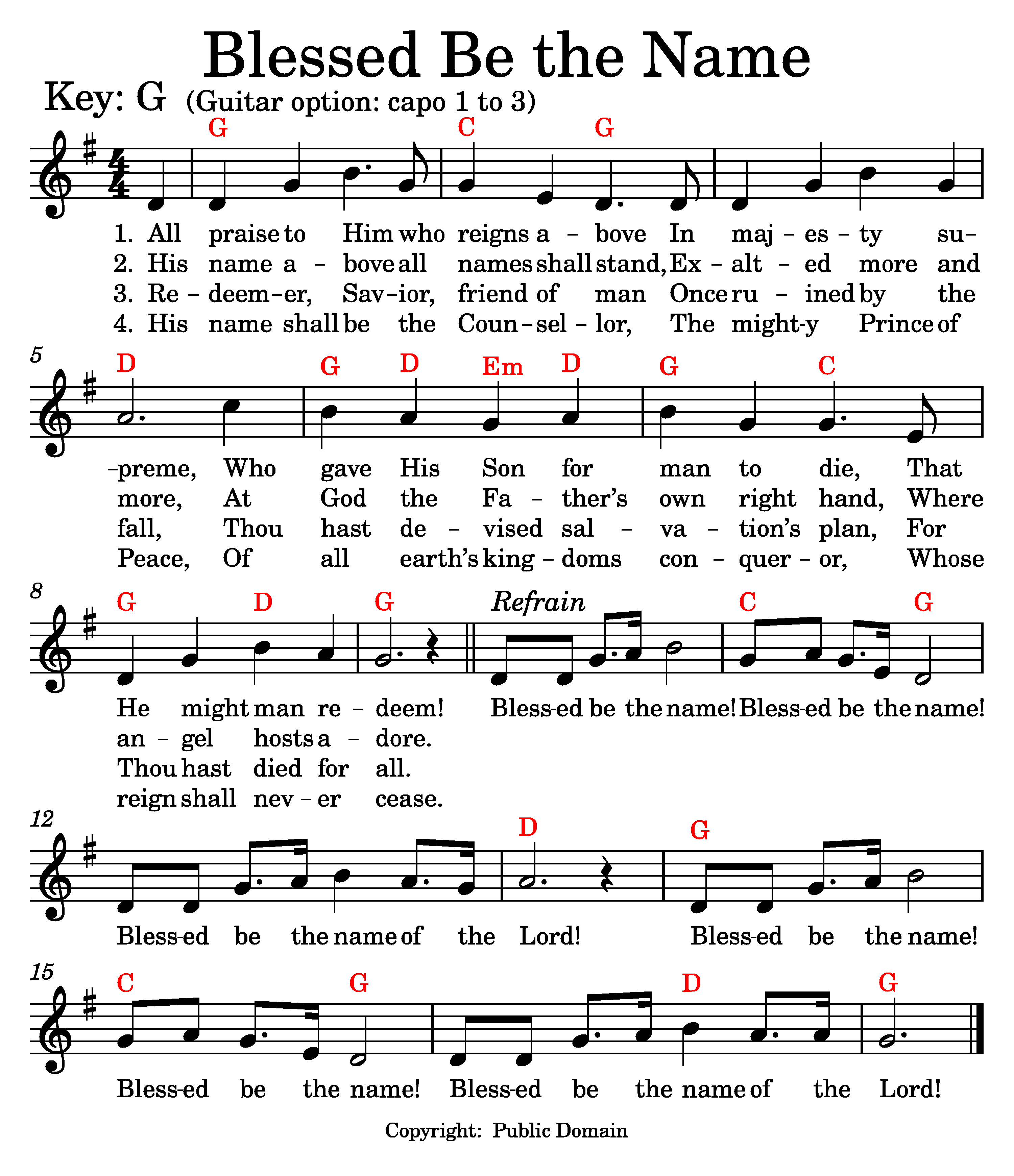 Blessed Be the Name music and lyrics.