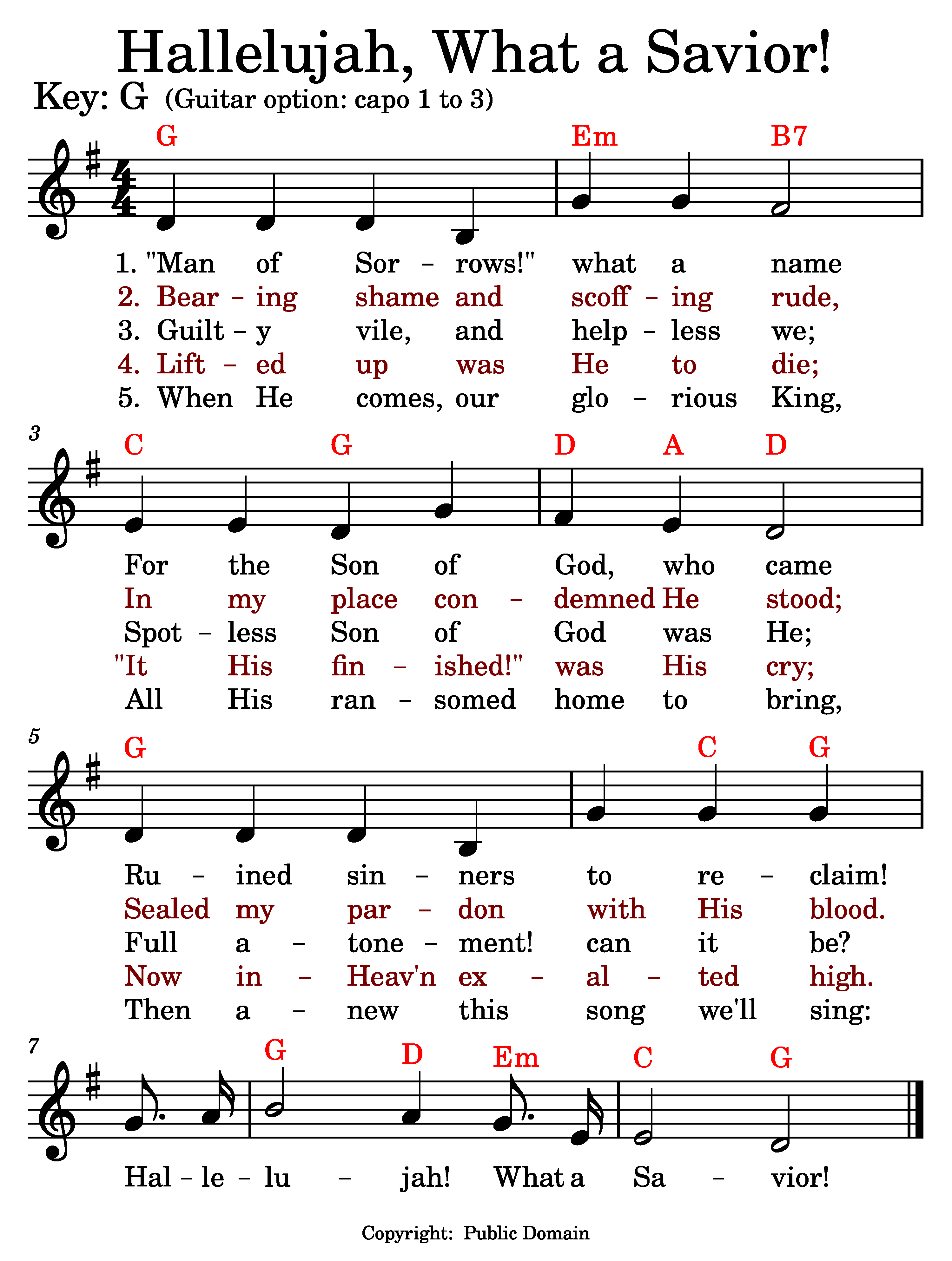 Hallelujah What a Savior music and lyrics.